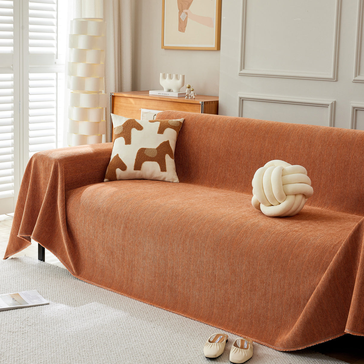 Herringbone Oversized Chenille Couch Throw Cover Sofa Slipcovers Couch Covers for Sectional Couches