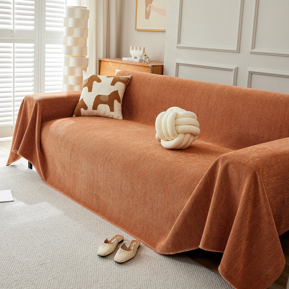 Herringbone Oversized Chenille Couch Throw Cover Sofa Slipcovers Couch Covers for Sectional Couches