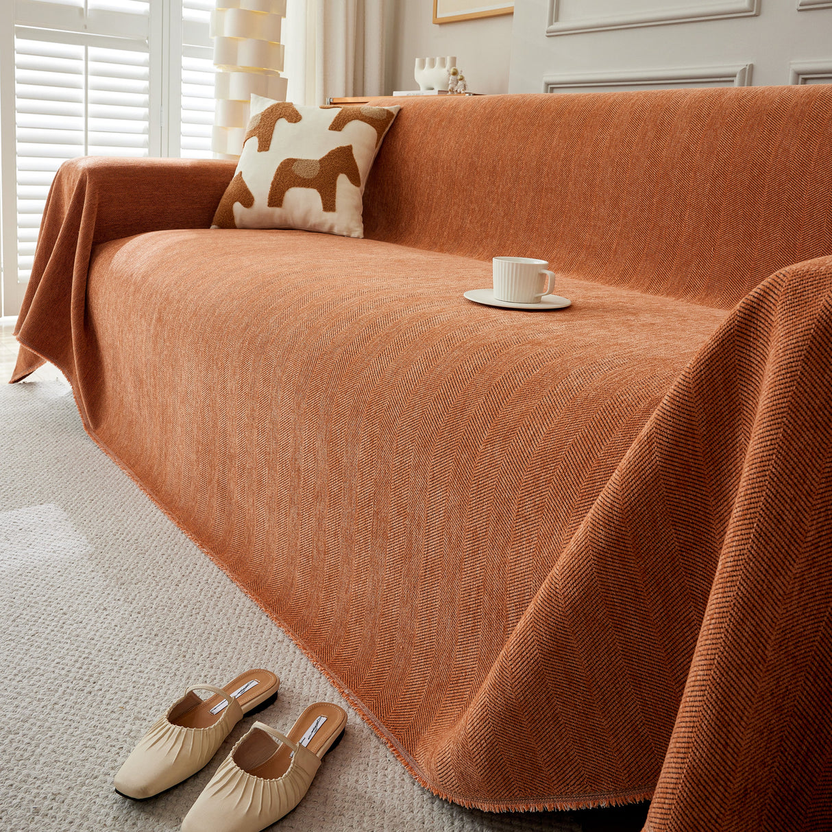 Herringbone Oversized Chenille Couch Throw Cover Sofa Slipcovers Couch Covers for Sectional Couches