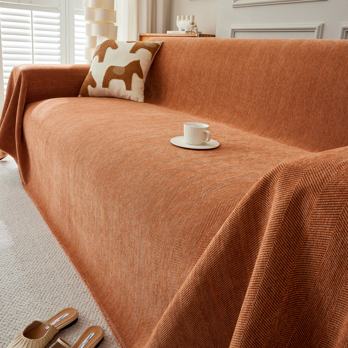 Herringbone Oversized Chenille Couch Throw Cover Sofa Slipcovers Couch Covers for Sectional Couches