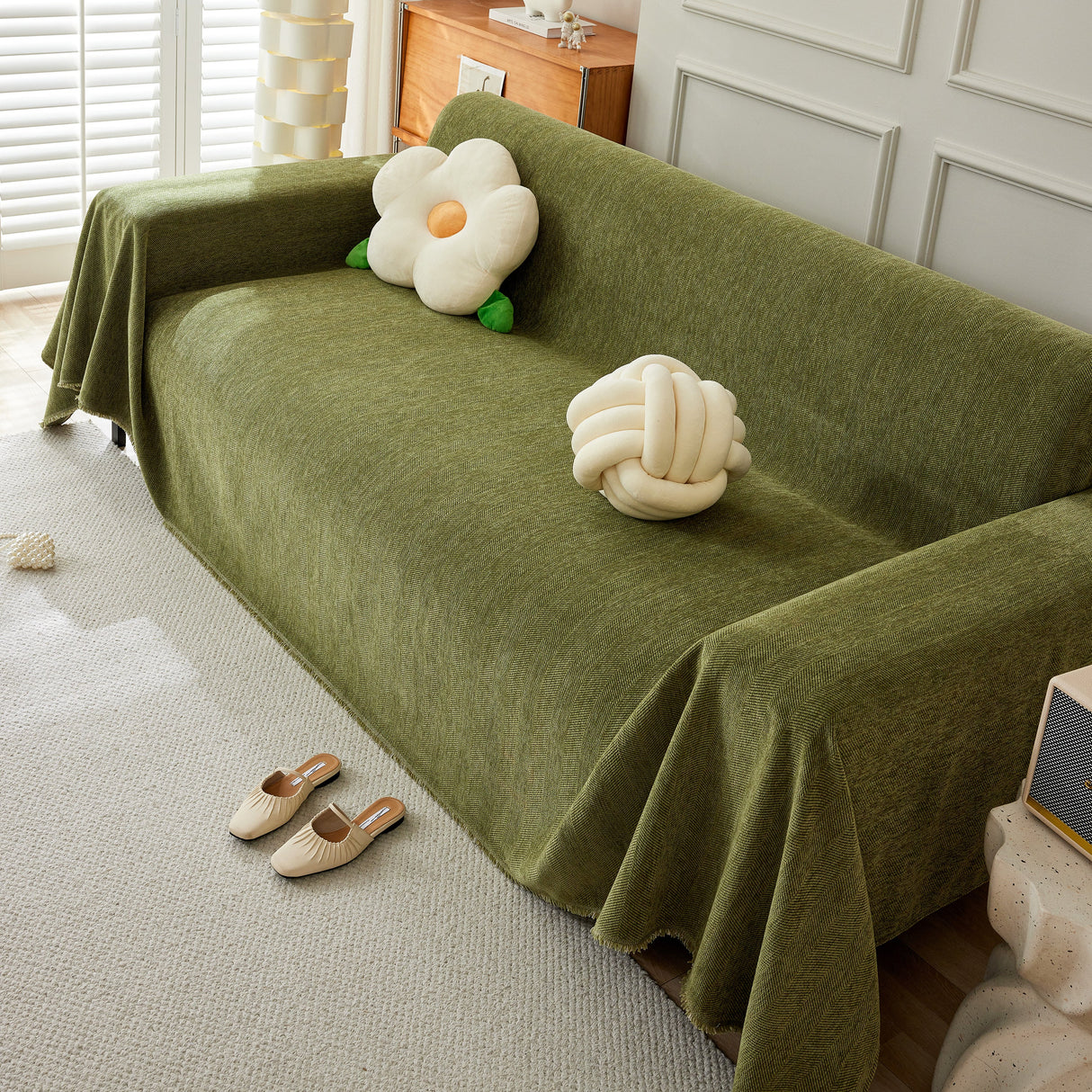 Herringbone Oversized Chenille Couch Throw Cover Sofa Slipcovers Couch Covers for Sectional Couches