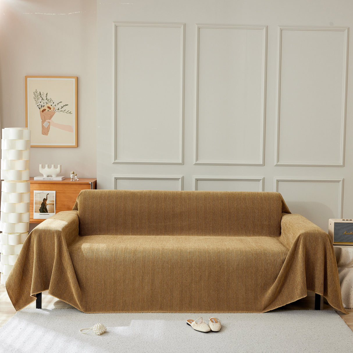 Herringbone Oversized Chenille Couch Throw Cover Sofa Slipcovers Couch Covers for Sectional Couches