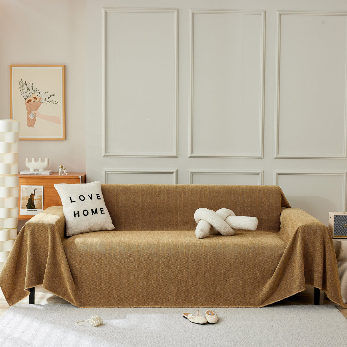 Herringbone Oversized Chenille Couch Throw Cover Sofa Slipcovers Couch Covers for Sectional Couches