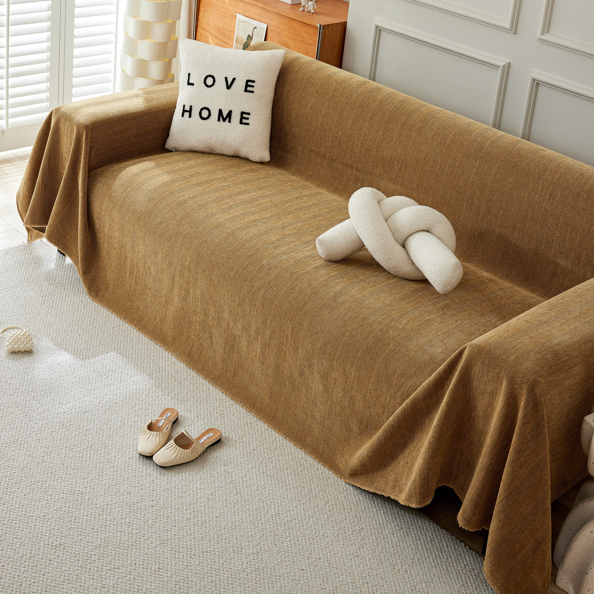 Herringbone Oversized Chenille Couch Throw Cover Sofa Slipcovers Couch Covers for Sectional Couches