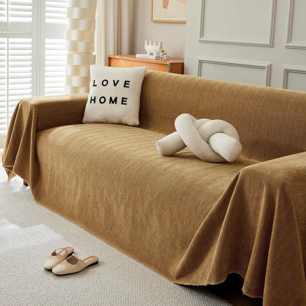 Herringbone Oversized Chenille Couch Throw Cover Sofa Slipcovers Couch Covers for Sectional Couches