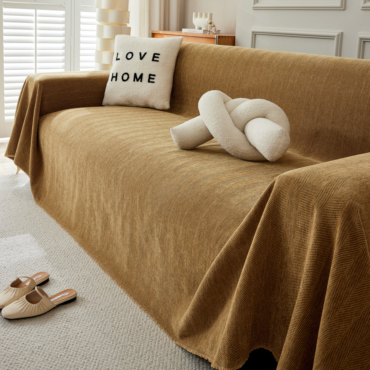 Herringbone Oversized Chenille Couch Throw Cover Sofa Slipcovers Couch Covers for Sectional Couches