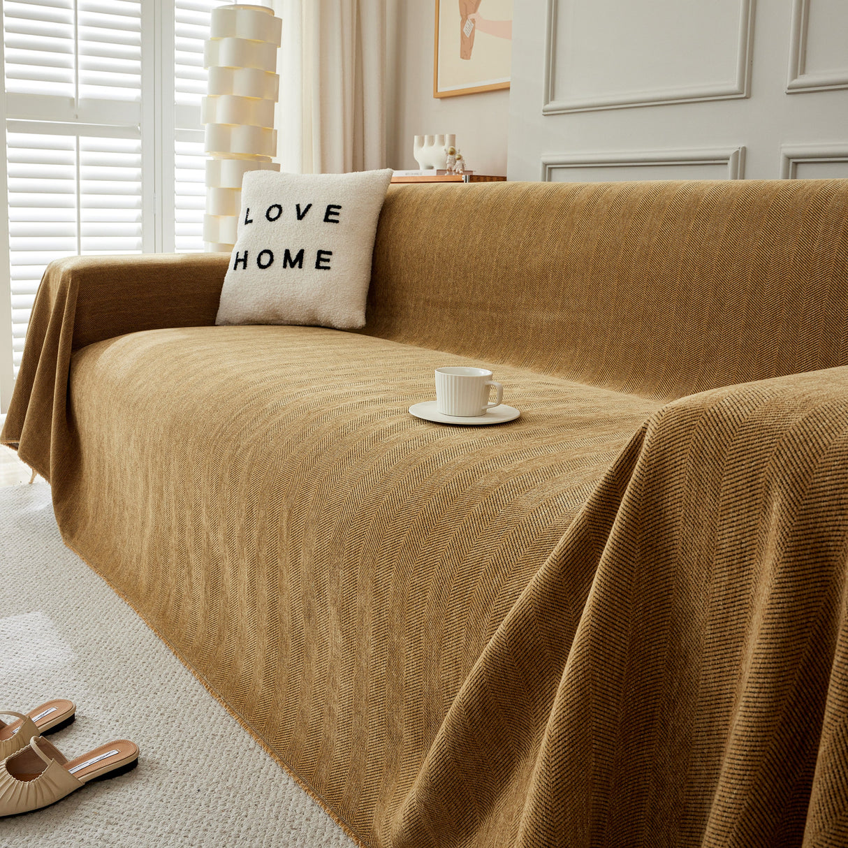 Herringbone Oversized Chenille Couch Throw Cover Sofa Slipcovers Couch Covers for Sectional Couches