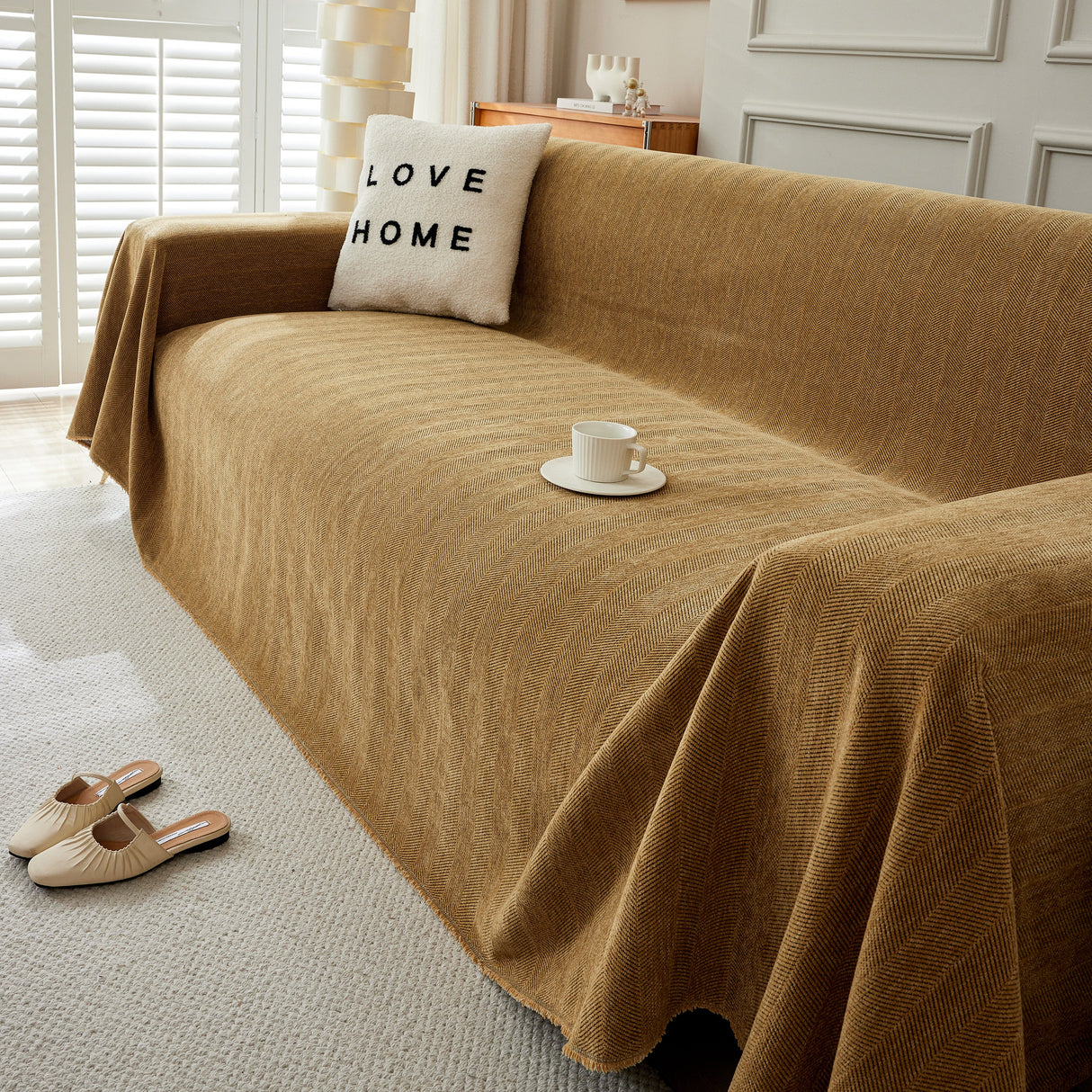 Herringbone Oversized Chenille Couch Throw Cover Sofa Slipcovers Couch Covers for Sectional Couches