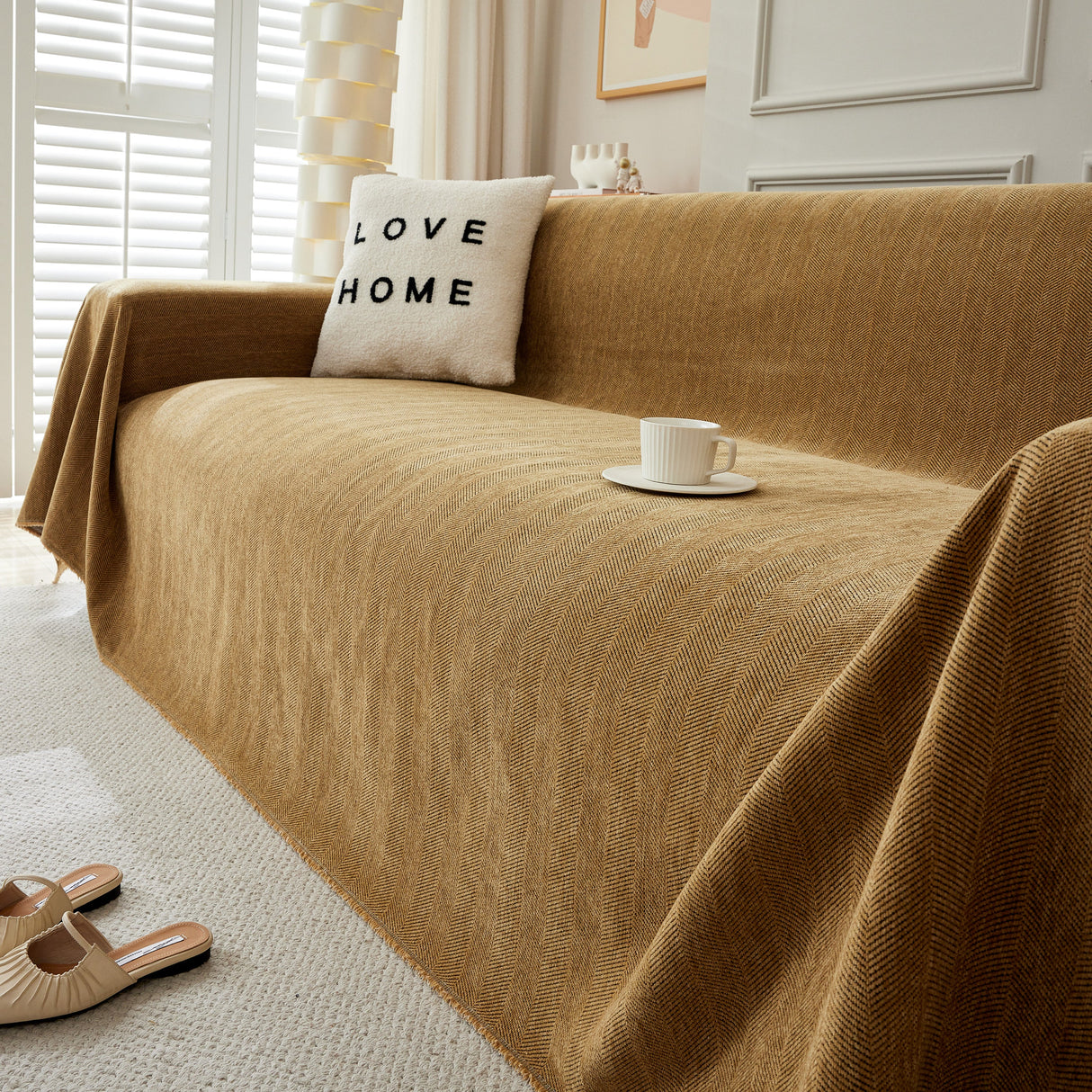 Herringbone Oversized Chenille Couch Throw Cover Sofa Slipcovers Couch Covers for Sectional Couches