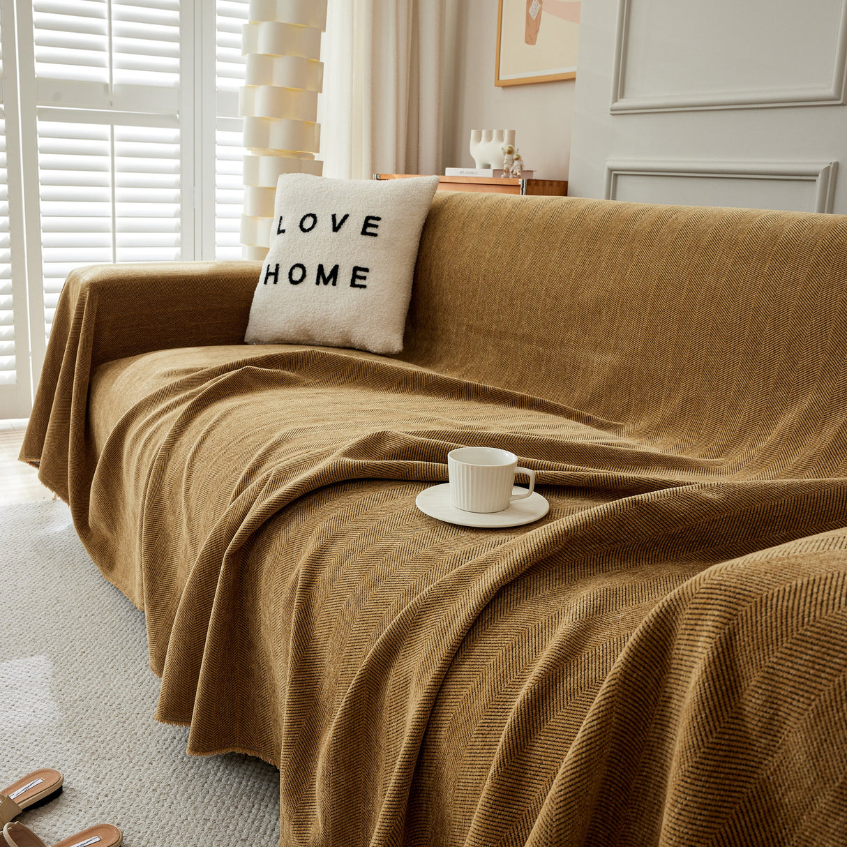 Herringbone Oversized Chenille Couch Throw Cover Sofa Slipcovers Couch Covers for Sectional Couches