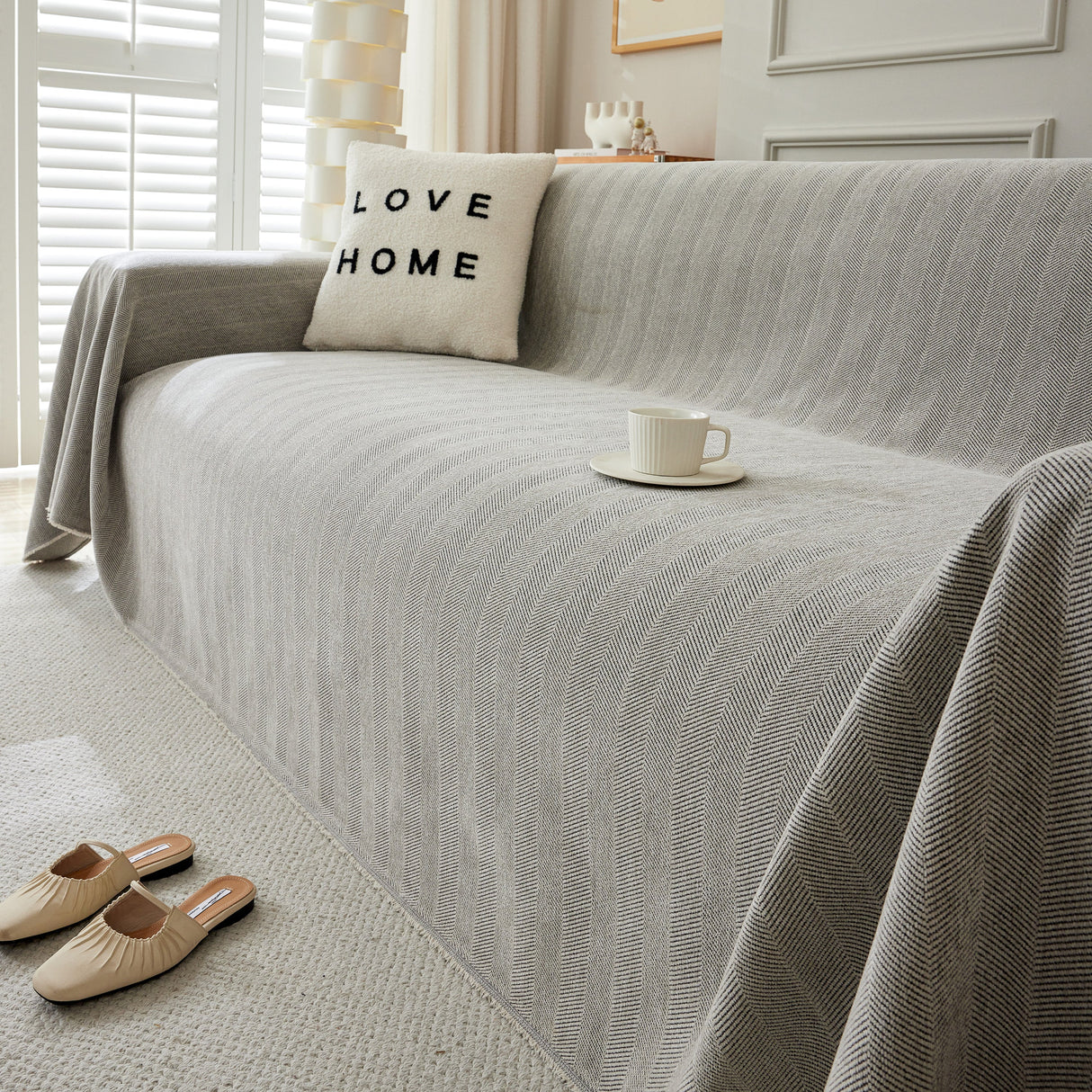 Herringbone Oversized Chenille Couch Throw Cover Sofa Slipcovers Couch Covers for Sectional Couches