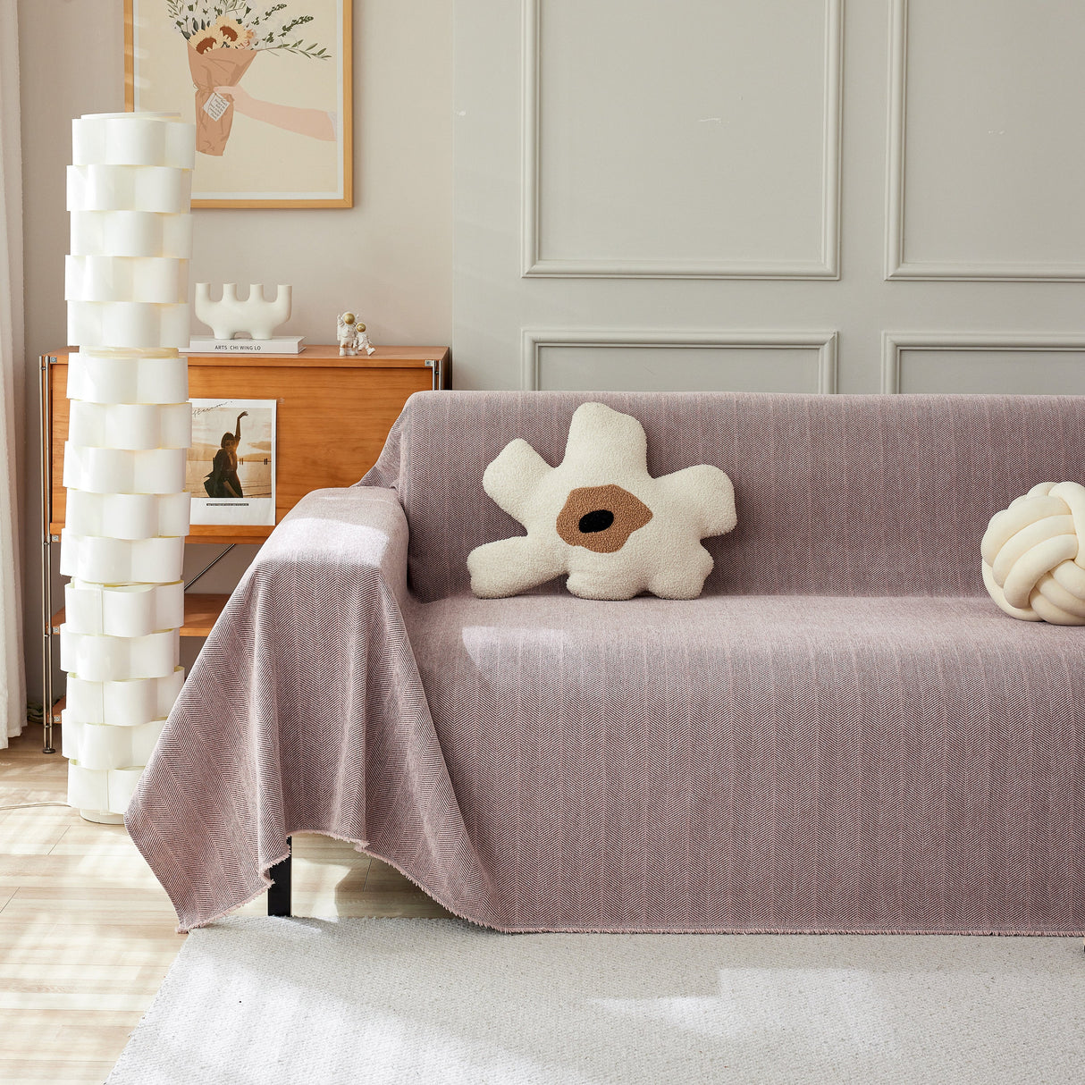 Herringbone Oversized Chenille Couch Throw Cover Sofa Slipcovers Couch Covers for Sectional Couches