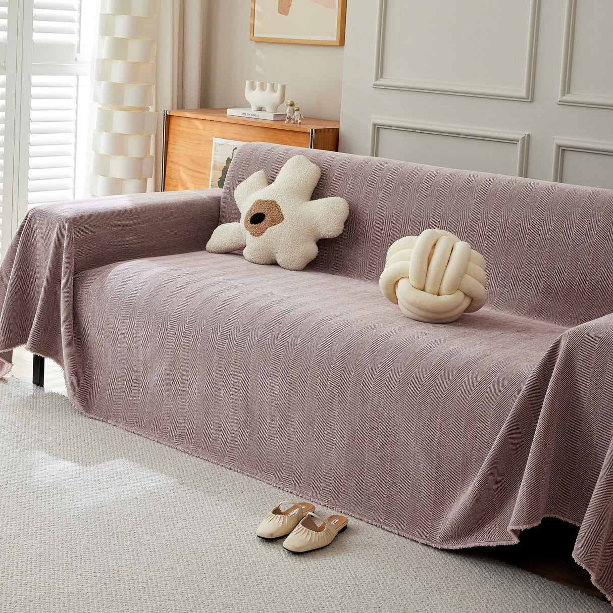 Herringbone Oversized Chenille Couch Throw Cover Sofa Slipcovers Couch Covers for Sectional Couches