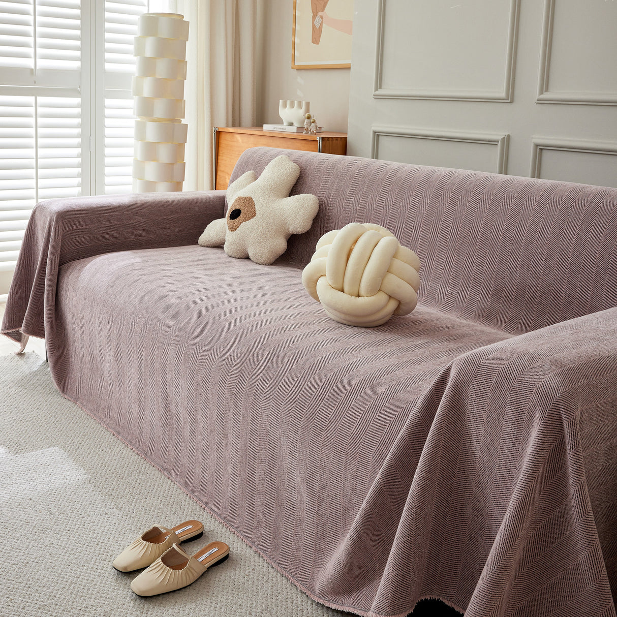 Herringbone Oversized Chenille Couch Throw Cover Sofa Slipcovers Couch Covers for Sectional Couches