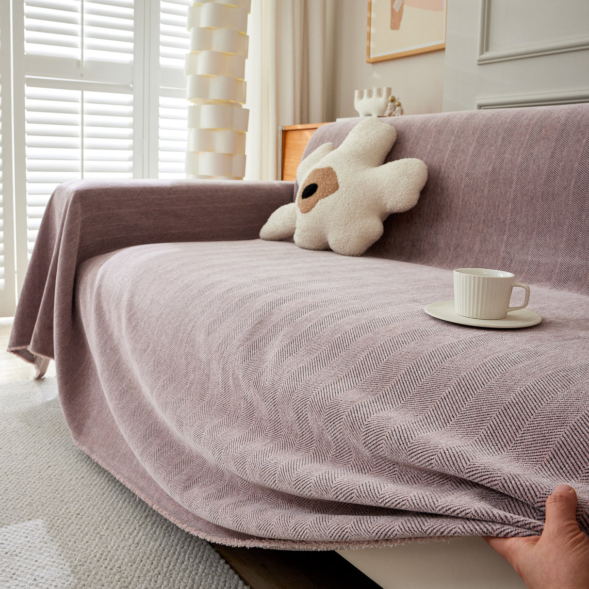 Herringbone Oversized Chenille Couch Throw Cover Sofa Slipcovers Couch Covers for Sectional Couches