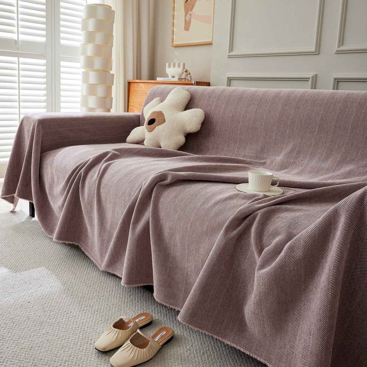 Herringbone Oversized Chenille Couch Throw Cover Sofa Slipcovers Couch Covers for Sectional Couches