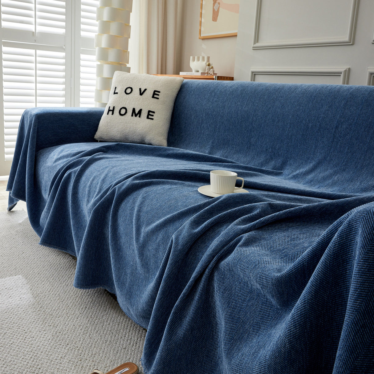 Herringbone Oversized Chenille Couch Throw Cover Sofa Slipcovers Couch Covers for Sectional Couches