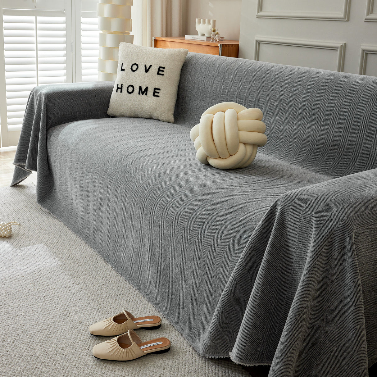 Herringbone Oversized Chenille Couch Throw Cover Sofa Slipcovers Couch Covers for Sectional Couches