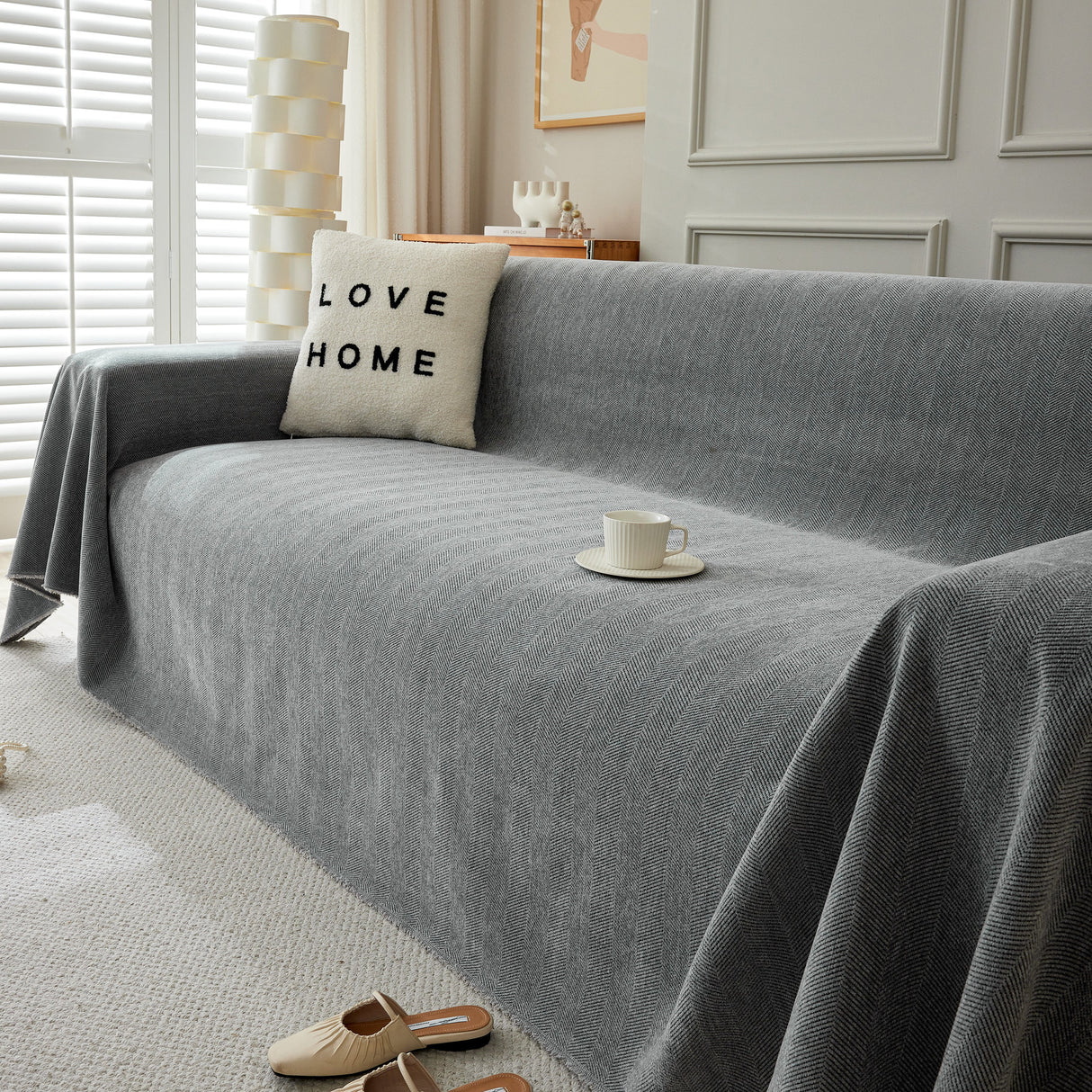 Herringbone Oversized Chenille Couch Throw Cover Sofa Slipcovers Couch Covers for Sectional Couches