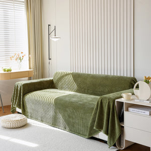 Chenille Thickened Solid Couch Blanket Throws, Reversible Couch Covers for Sectional Couches