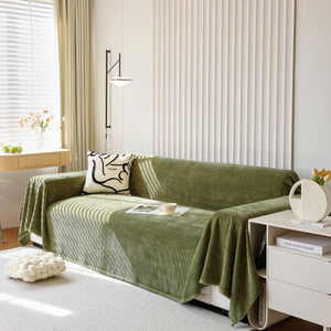 Chenille Thickened Solid Couch Blanket Throws, Reversible Couch Covers for Sectional Couches