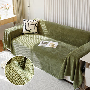 Chenille Thickened Solid Couch Blanket Throws, Reversible Couch Covers for Sectional Couches