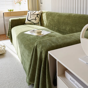 Chenille Thickened Solid Couch Blanket Throws, Reversible Couch Covers for Sectional Couches