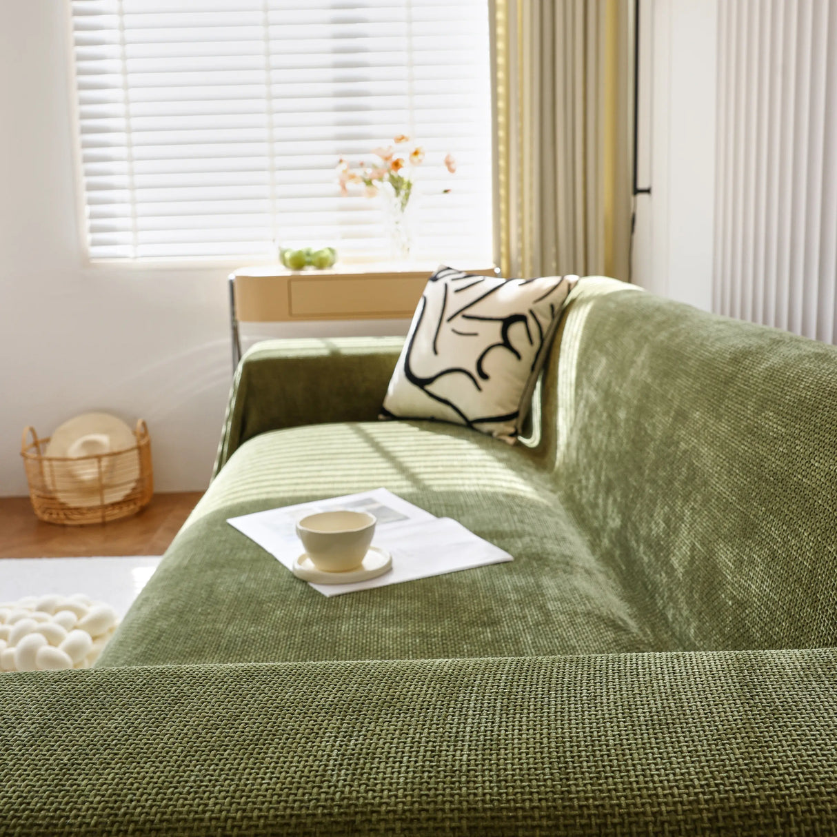 Chenille Thickened Solid Couch Blanket Throws, Reversible Couch Covers for Sectional Couches