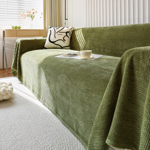 Chenille Thickened Solid Couch Blanket Throws, Reversible Couch Covers for Sectional Couches