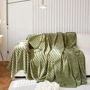Chenille Thickened Solid Couch Blanket Throws, Reversible Couch Covers for Sectional Couches