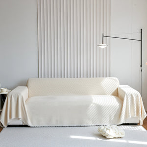 Chenille Thickened Solid Couch Blanket Throws, Reversible Couch Covers for Sectional Couches