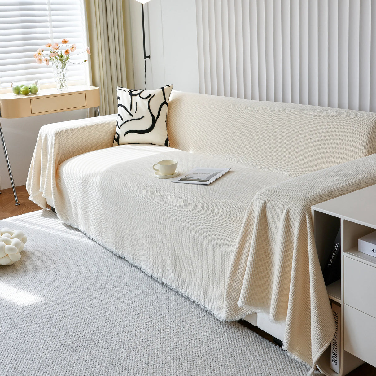 Chenille Thickened Solid Couch Blanket Throws, Reversible Couch Covers for Sectional Couches