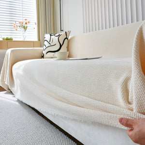 Chenille Thickened Solid Couch Blanket Throws, Reversible Couch Covers for Sectional Couches