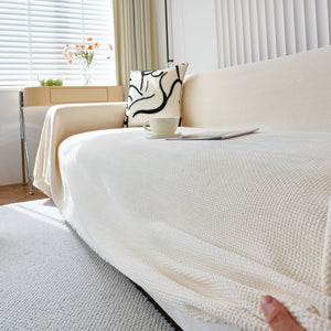 Chenille Thickened Solid Couch Blanket Throws, Reversible Couch Covers for Sectional Couches