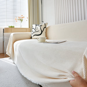 Chenille Thickened Solid Couch Blanket Throws, Reversible Couch Covers for Sectional Couches