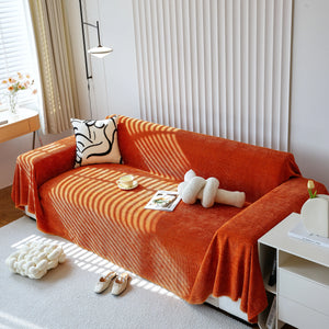 Chenille Thickened Solid Couch Blanket Throws, Reversible Couch Covers for Sectional Couches