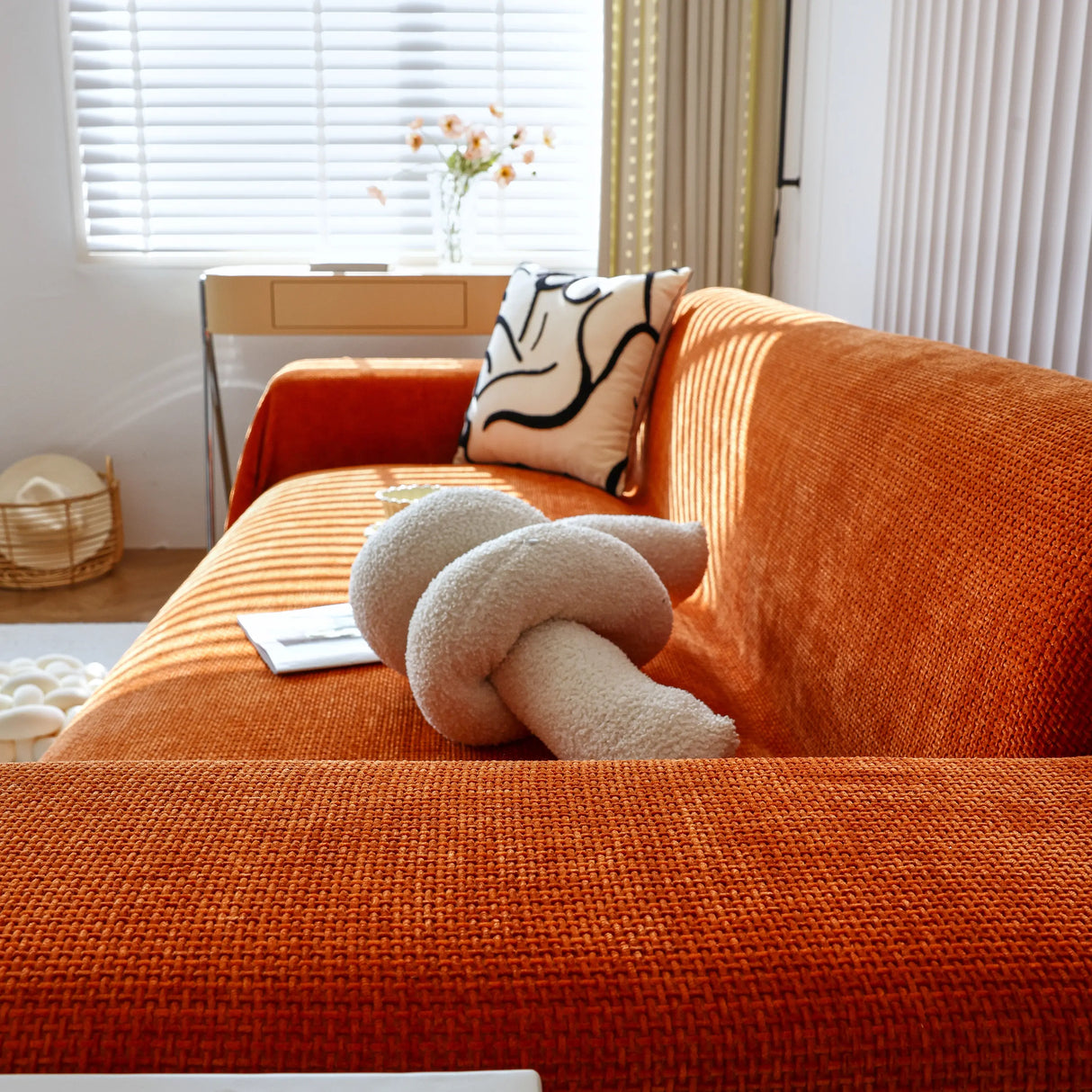 Chenille Thickened Solid Couch Blanket Throws, Reversible Couch Covers for Sectional Couches