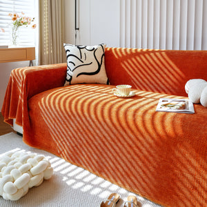 Chenille Thickened Solid Couch Blanket Throws, Reversible Couch Covers for Sectional Couches