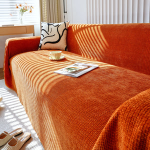 Chenille Thickened Solid Couch Blanket Throws, Reversible Couch Covers for Sectional Couches