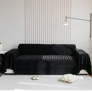 Chenille Thickened Solid Couch Blanket Throws, Reversible Couch Covers for Sectional Couches