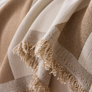 Modern Abstract Chenille Sofa Cover, Large Soft Throw Blanket with Tassels for Couch