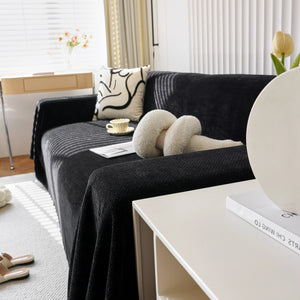 Chenille Thickened Solid Couch Blanket Throws, Reversible Couch Covers for Sectional Couches