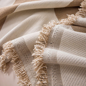 Modern Abstract Chenille Sofa Cover, Large Soft Throw Blanket with Tassels for Couch