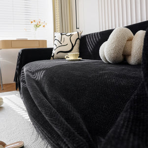 Chenille Thickened Solid Couch Blanket Throws, Reversible Couch Covers for Sectional Couches