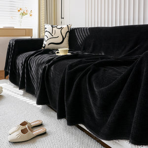 Chenille Thickened Solid Couch Blanket Throws, Reversible Couch Covers for Sectional Couches