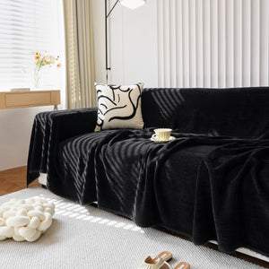 Chenille Thickened Solid Couch Blanket Throws, Reversible Couch Covers for Sectional Couches