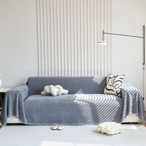 Chenille Thickened Solid Couch Blanket Throws, Reversible Couch Covers for Sectional Couches
