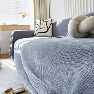 Chenille Thickened Solid Couch Blanket Throws, Reversible Couch Covers for Sectional Couches