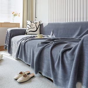 Chenille Thickened Solid Couch Blanket Throws, Reversible Couch Covers for Sectional Couches