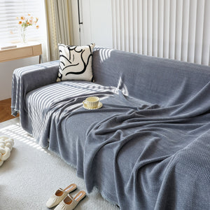 Chenille Thickened Solid Couch Blanket Throws, Reversible Couch Covers for Sectional Couches
